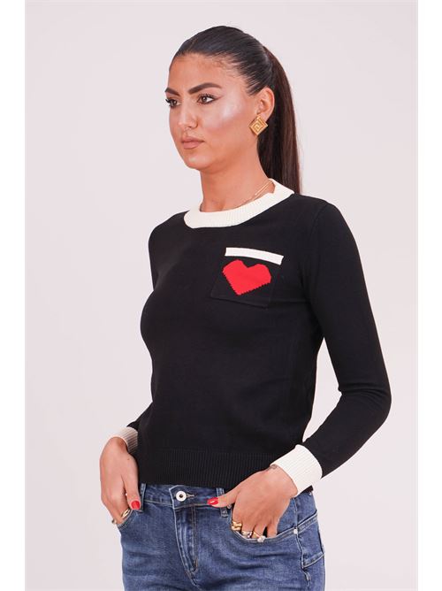 Maglia con cuore Try Me | 6023BLACK